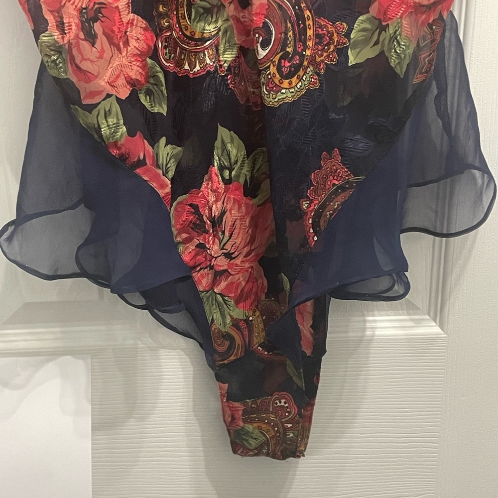 Victoria's Secret Red and Blue Sexy Chemise Sheer Teddy with Floral Design - Picture 6 of 9